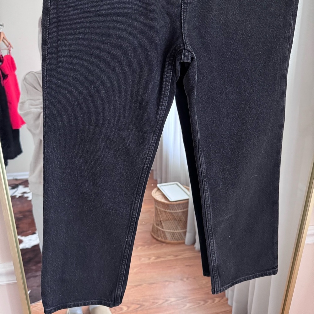 GAP Washed Black Denim 90’s Straight Cropped High Rise Jeans Size 27/4 PETITE - Picture 4 of 9